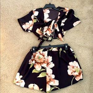 2 piece out fit , crop top and short.